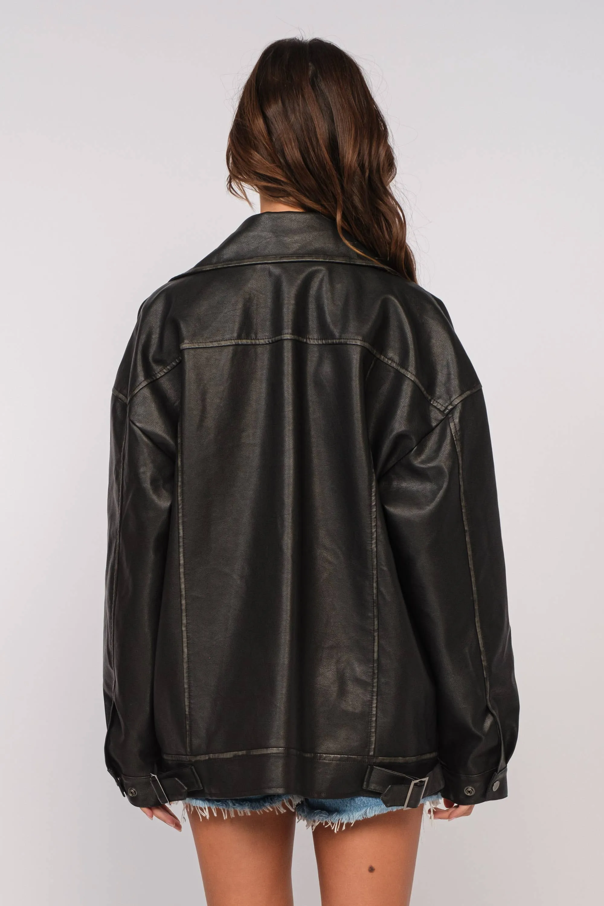 Oversized Leather Vintage Feel Coat