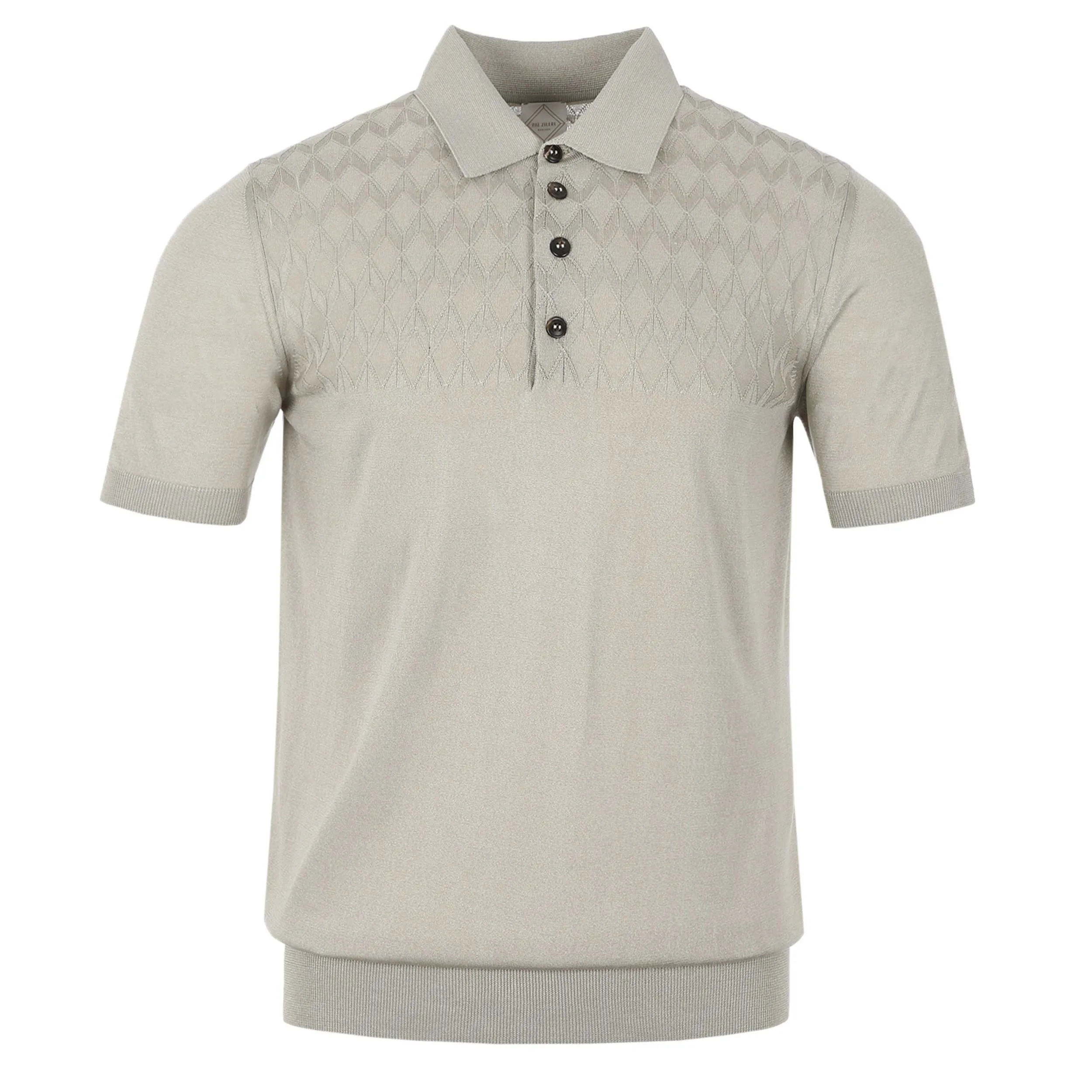 Pal Zileri Knitted Silk Cotton Blend Polo Shirt in Beige