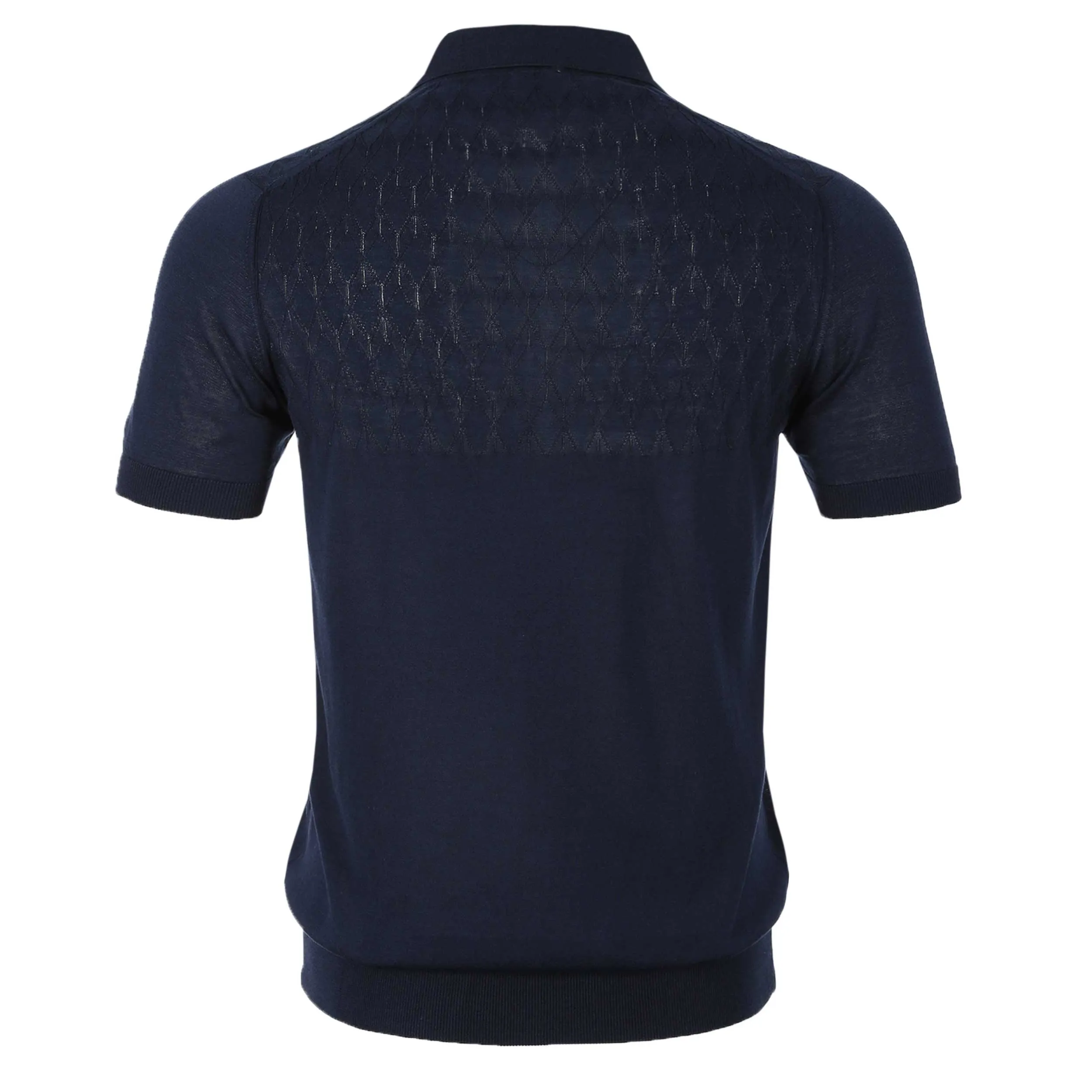 Pal Zileri Knitted Silk Cotton Blend Polo Shirt in Navy