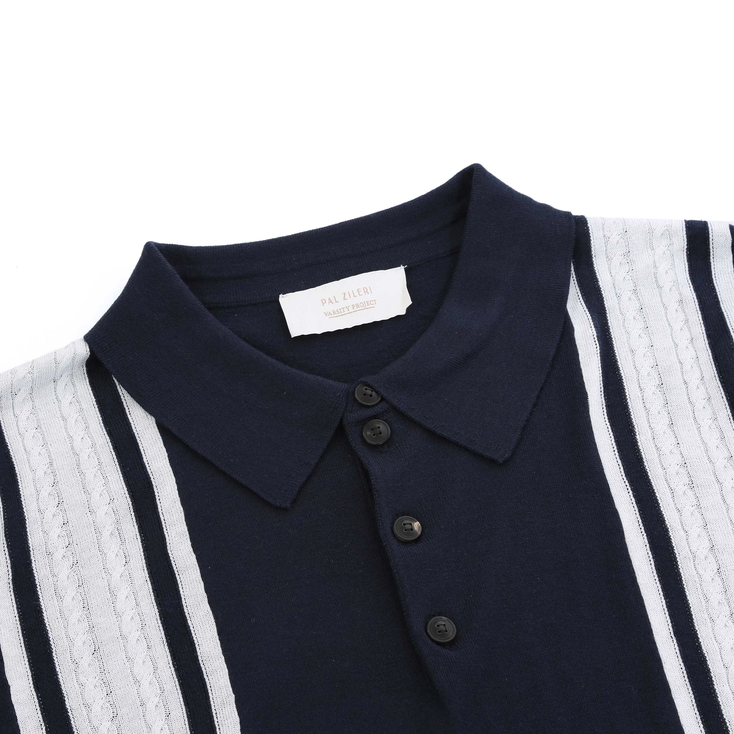 Pal Zileri Rope Stripe Design Polo Shirt in Navy