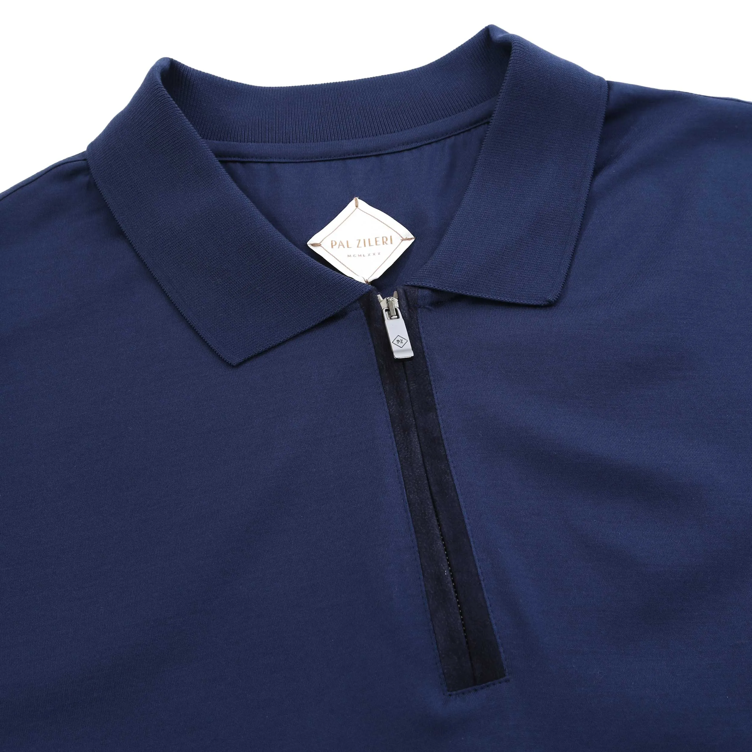 Pal Zileri Zip Detail LS Polo Shirt in Navy