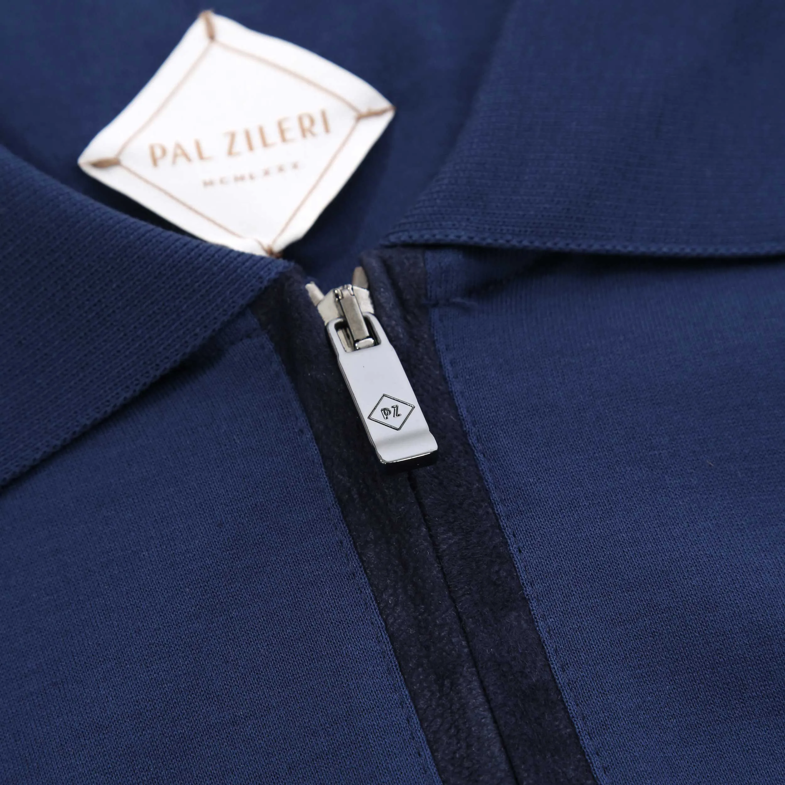 Pal Zileri Zip Detail LS Polo Shirt in Navy