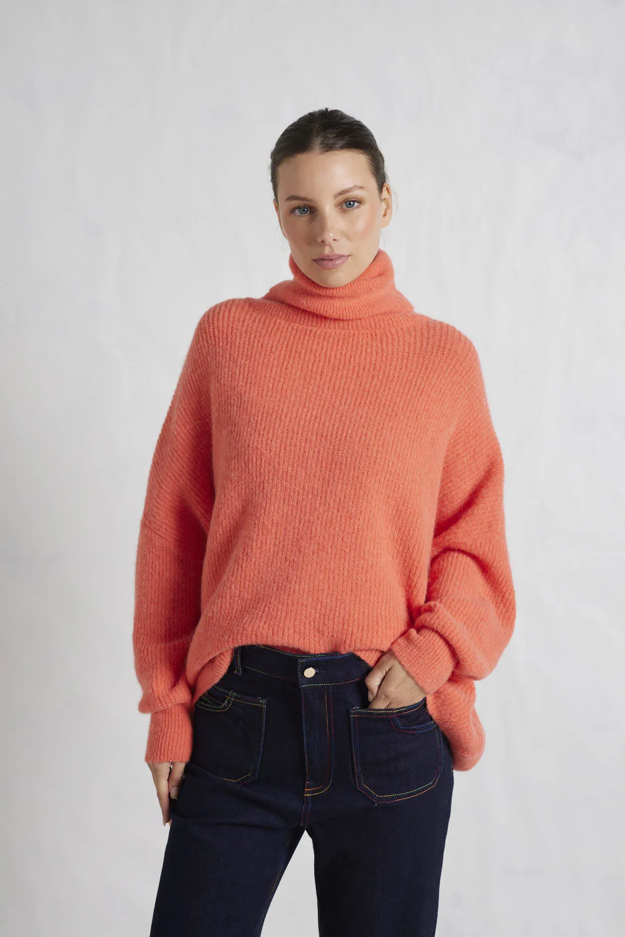 Pascale Alpaca Polo in Peach Bud