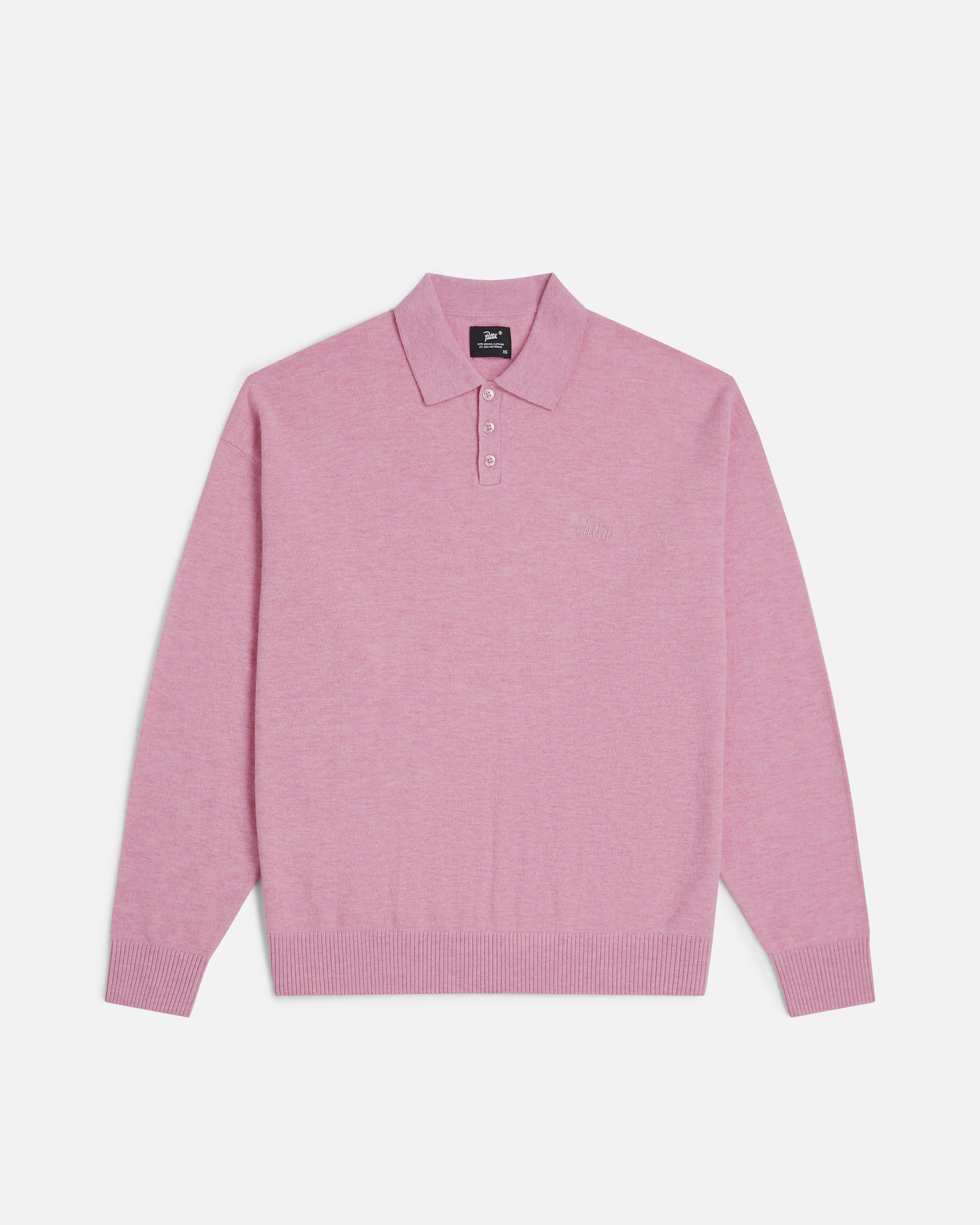 Patta Knitted Wool Longsleeve Polo Shirt (Very Berry )