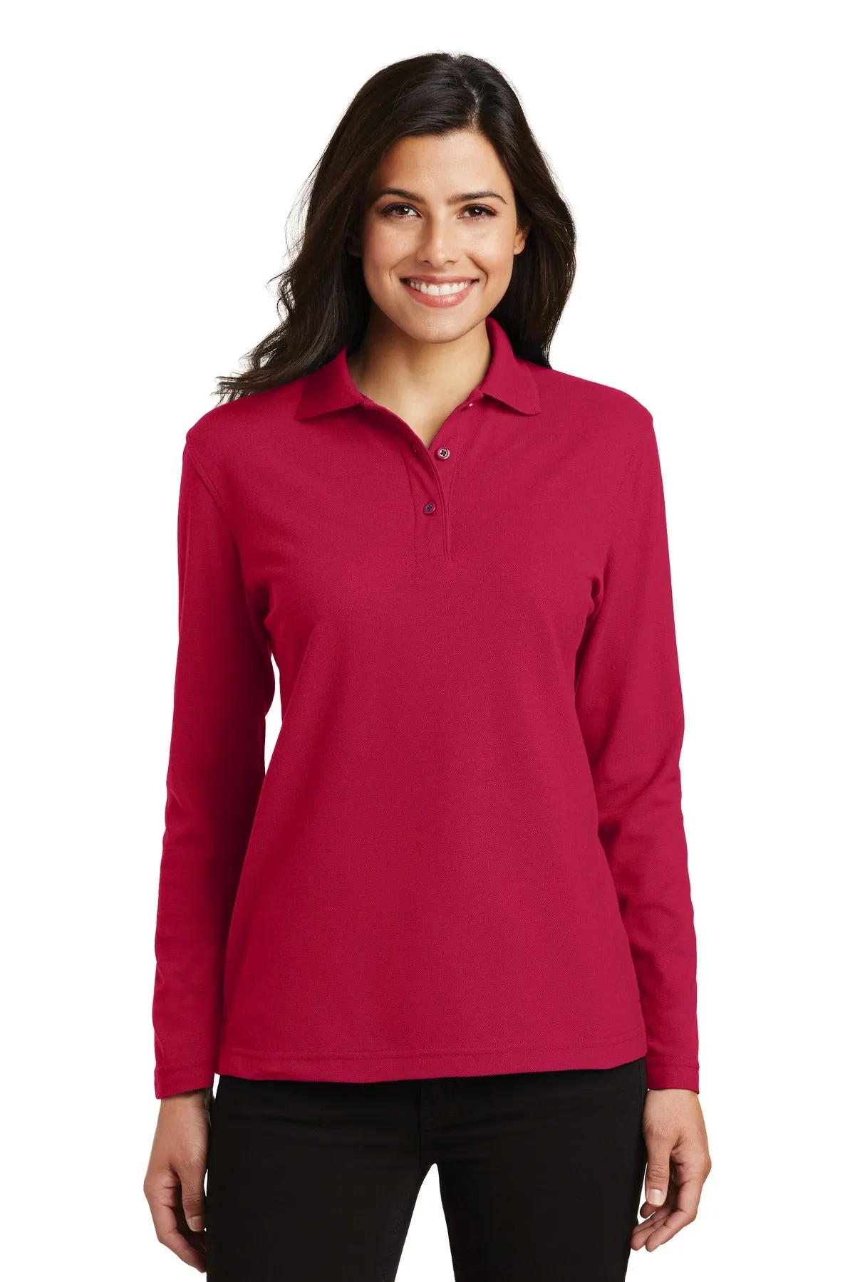 Port Authority® Ladies  Silk Touch™ Long Sleeve Polo.  L500LS