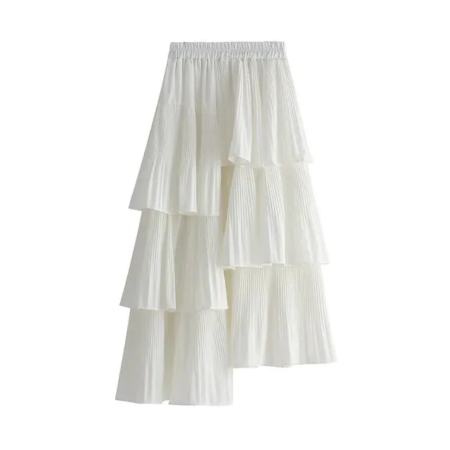 Pre Order:  Pleated Ruffles Layered Midi Skirt