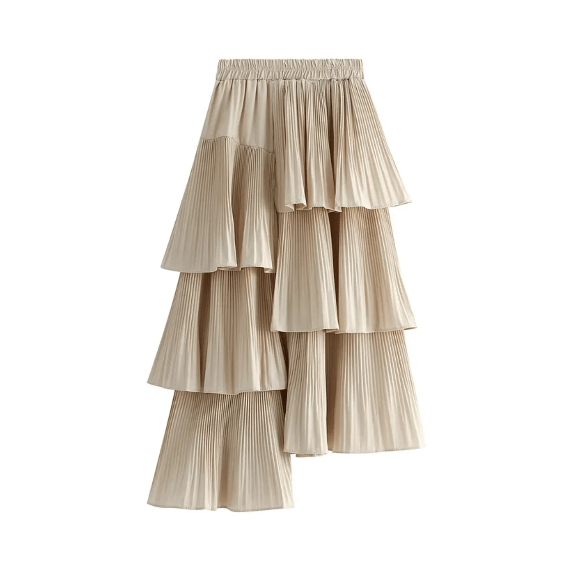 Pre Order:  Pleated Ruffles Layered Midi Skirt