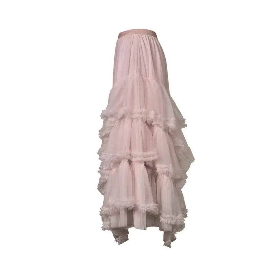 Pre Order:  Ruffles High Waist Mesh Layered Skirt