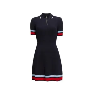 Pre Order:  Striped Patchwork A-Line Polo Dress