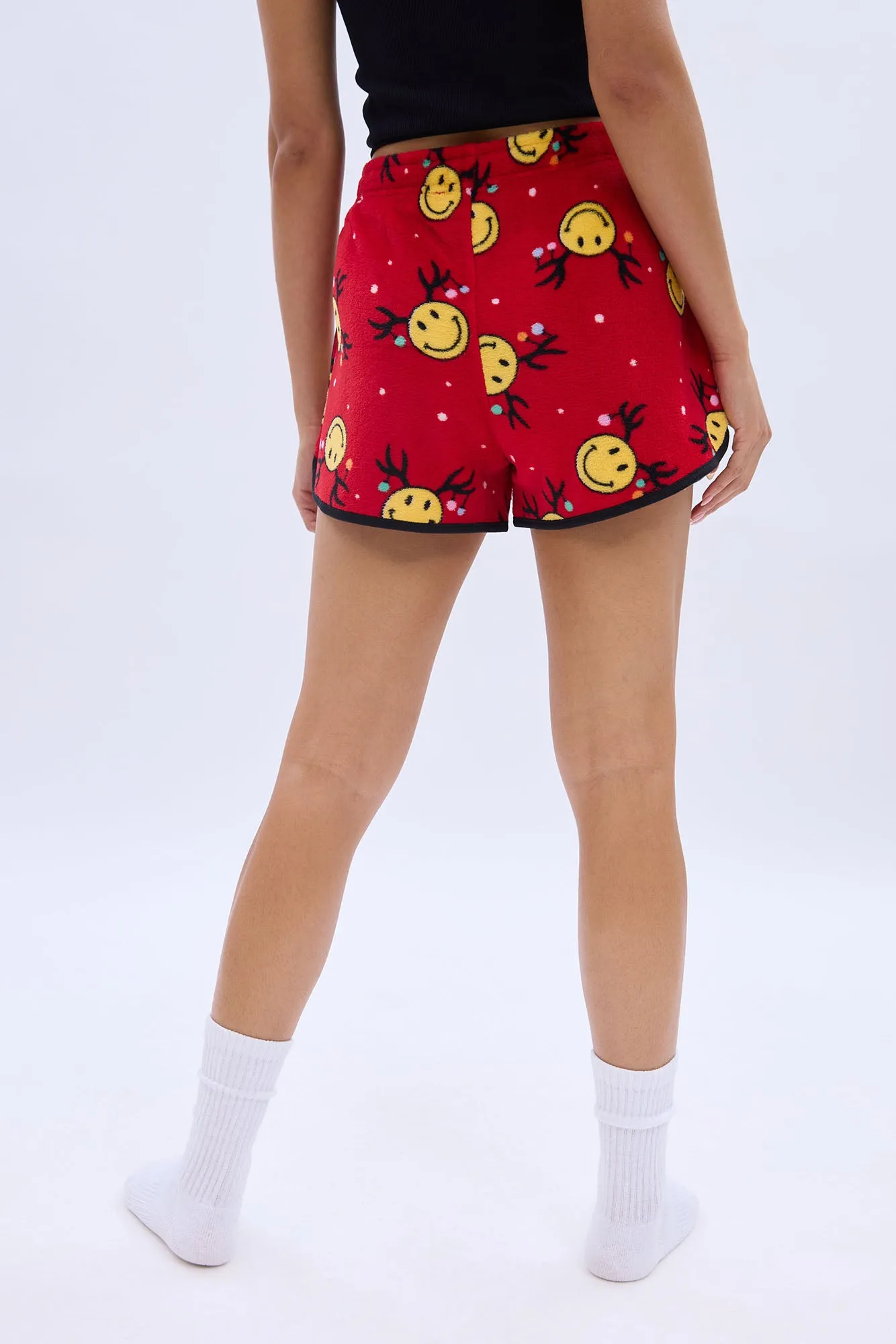 Printed Graphic Plush Pajama Shorts