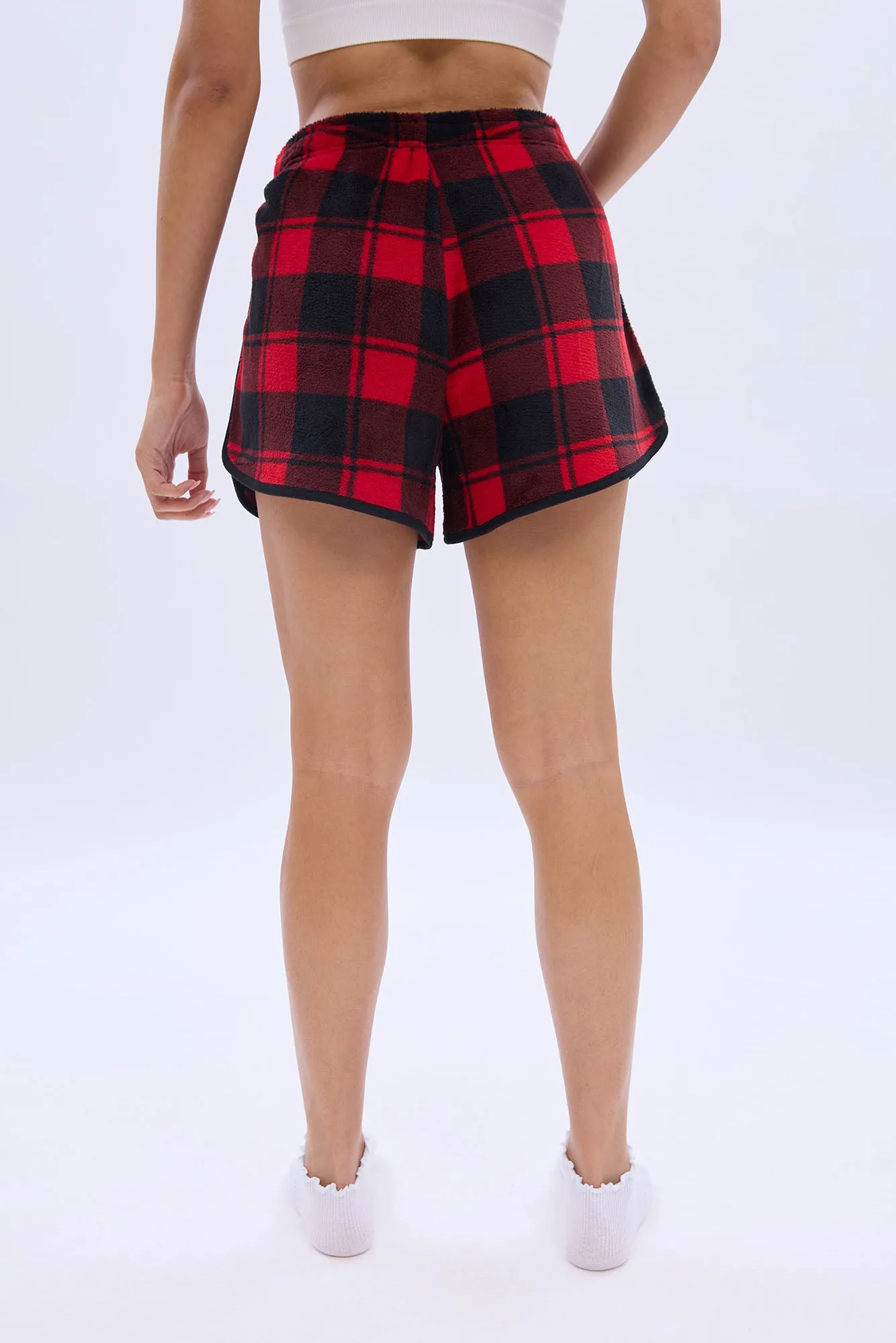 Printed Graphic Plush Pajama Shorts