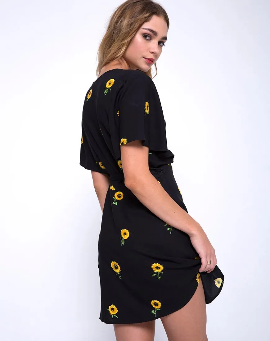 Rawa Wrap Dress in Ditsy Sunflower