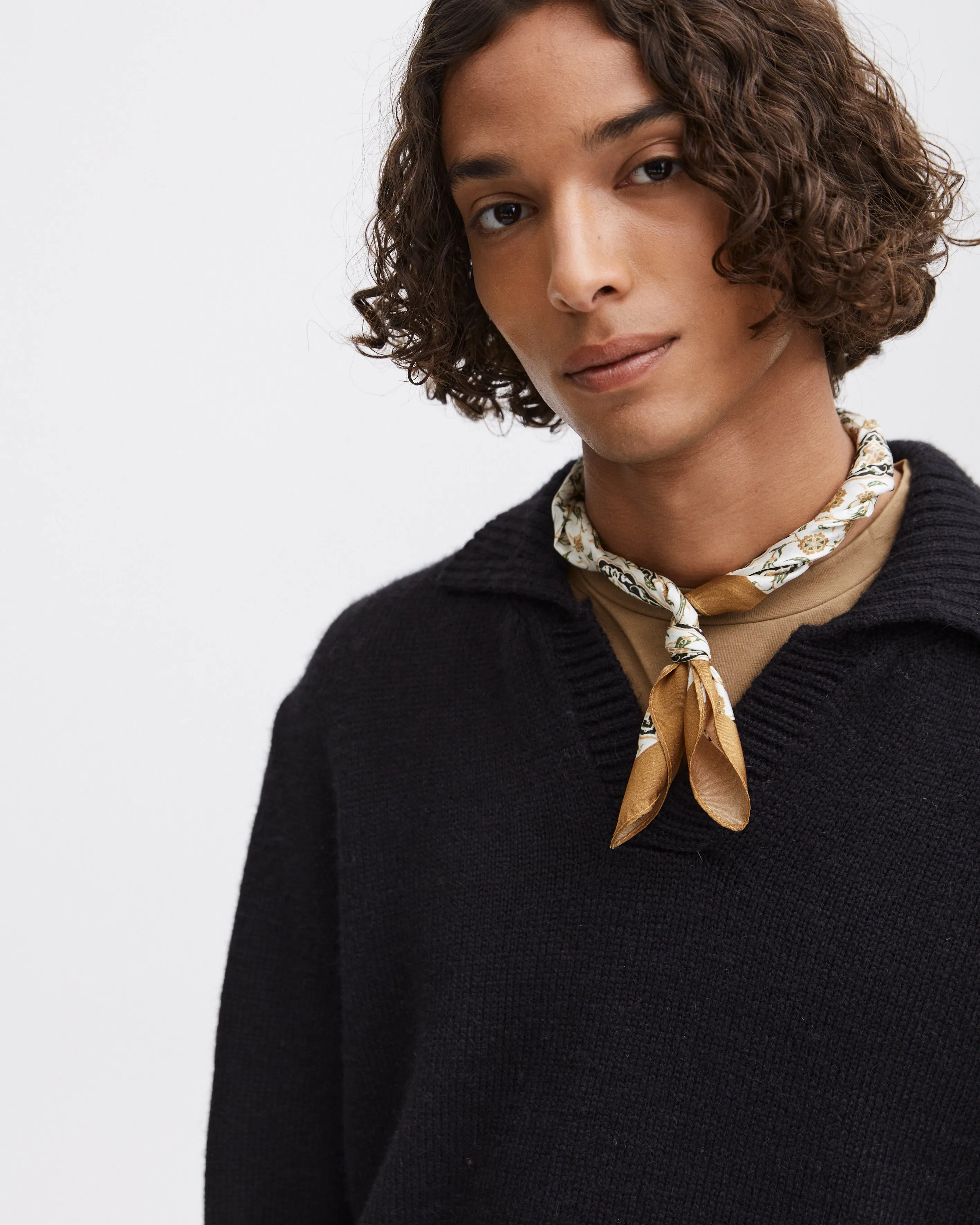 Relaxed Open-Collar Knit