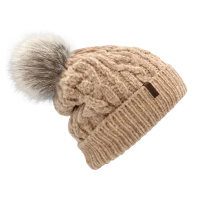 Sand Chenille Cable Knit - Beanie Hat Adult