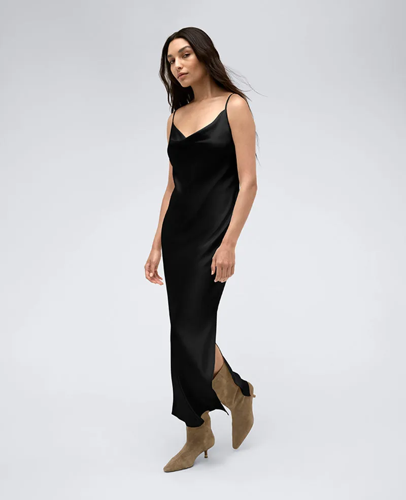 Satin Cowl Neck Maxi Slip Dress