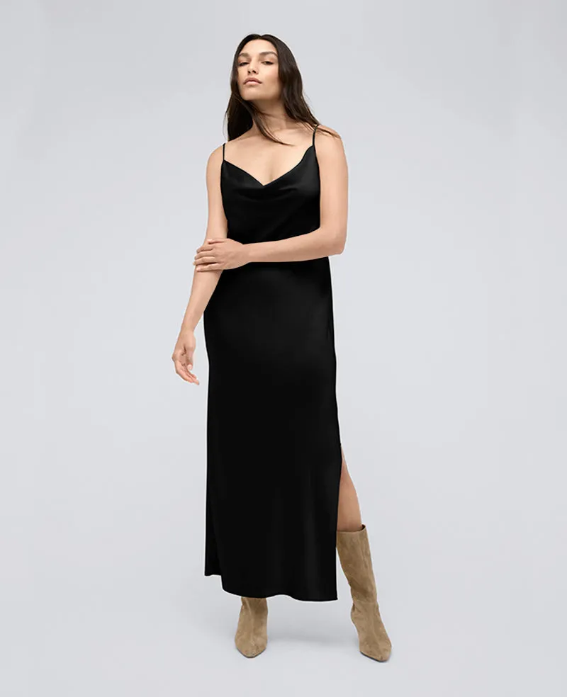 Satin Cowl Neck Maxi Slip Dress