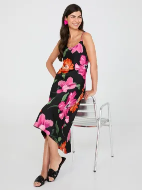 Satin Floral Print Slip Dress