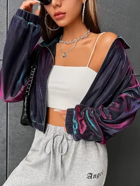 SHEIN Coolane Colorblock Drop Shoulder Zipper Jacket