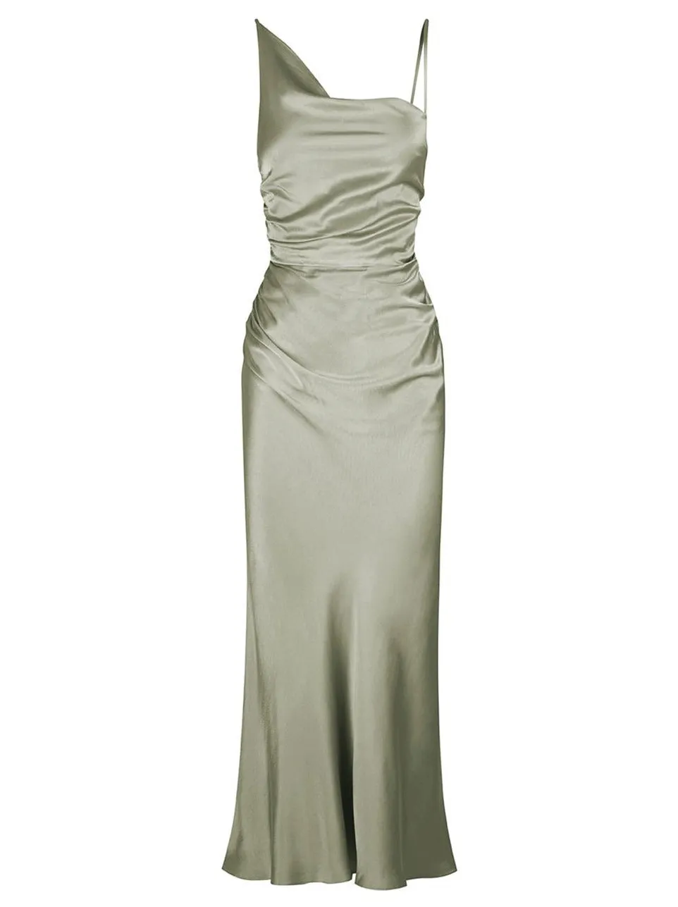 Shona Joy La Lune Asymmetrical Midi Dress in Sage