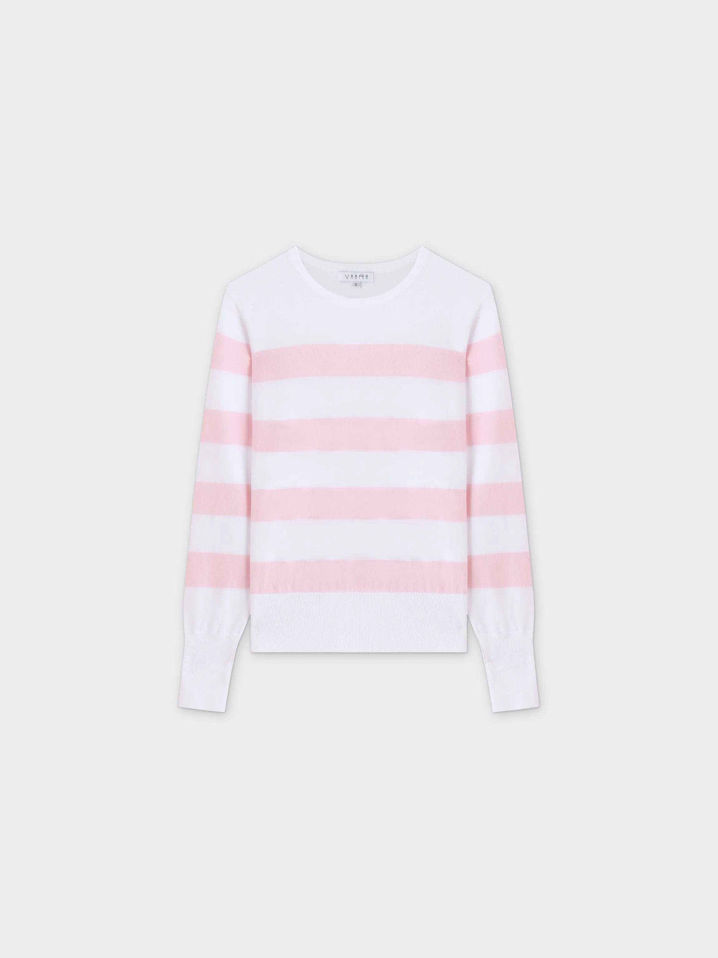 Striped Cotton Sweater-Light Pink