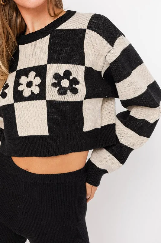 TEEK - Long Sleeve Crop Block Sweater