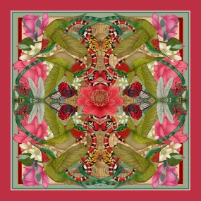 The Hummingbird & Lotus Silk Scarf | 65x65cm [Preorder]