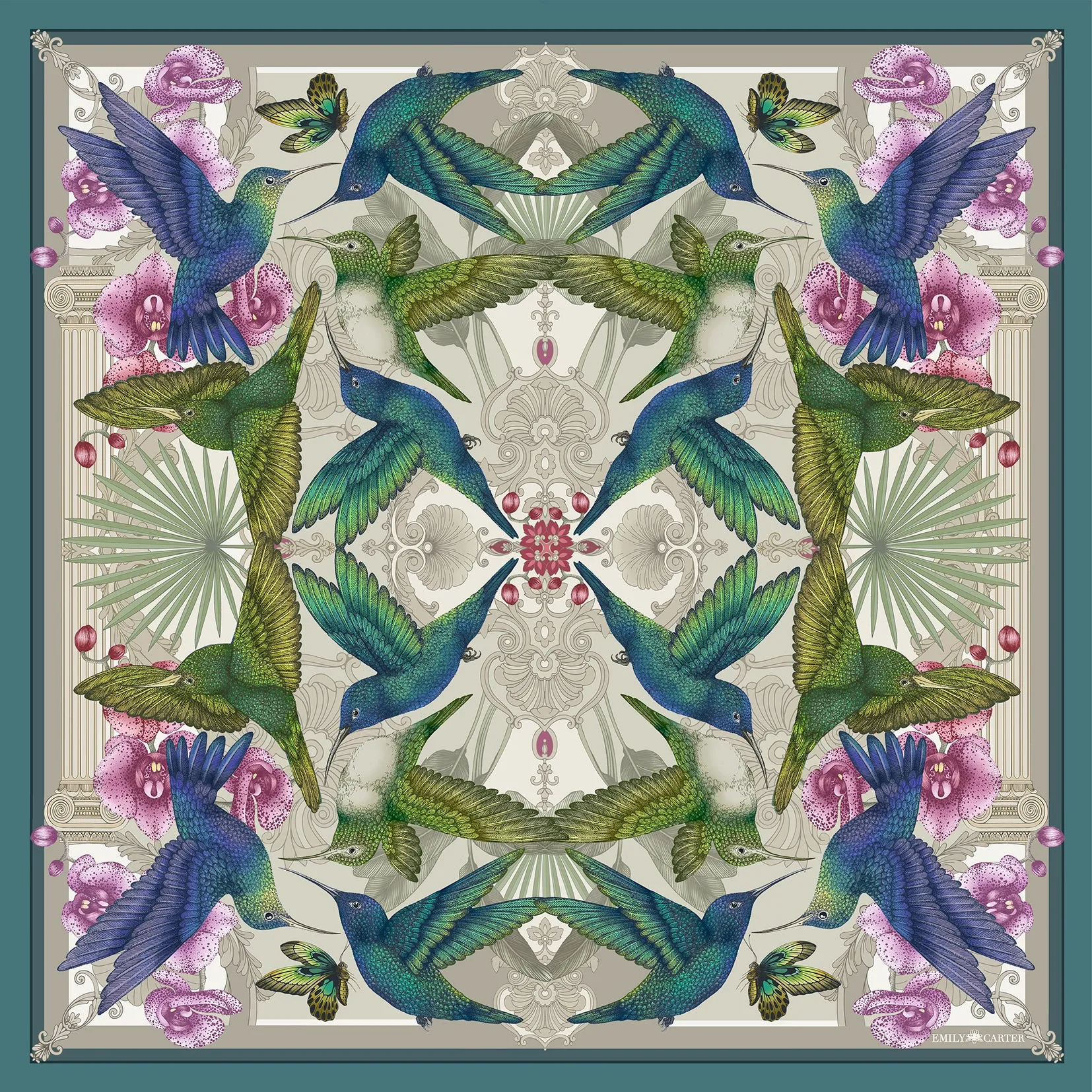 The Hummingbird Temple Scarf | Wool/Silk | 90x90cm [Preorder]