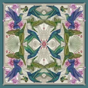 The Hummingbird Temple Silk Scarf | 90x90cm