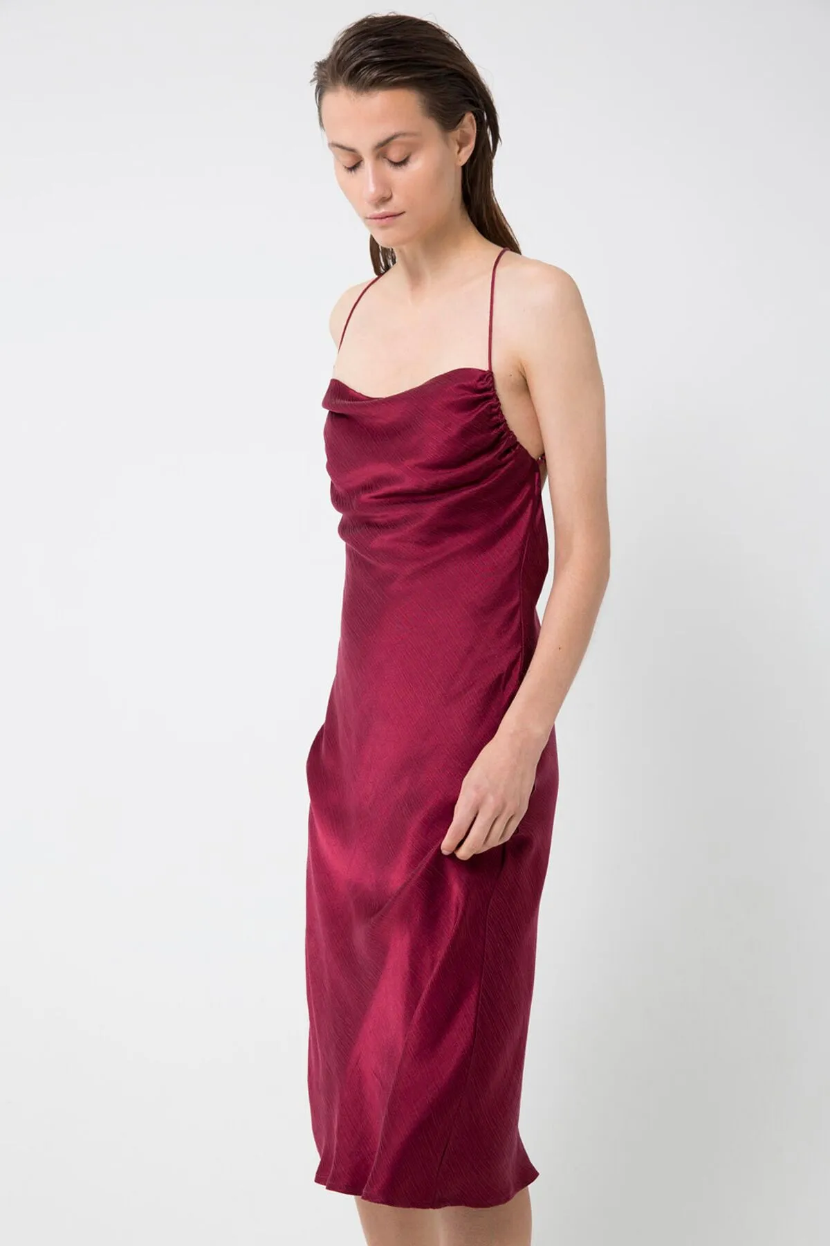 Third Form WATERFALL BIAS SLIP DRESS RUBY