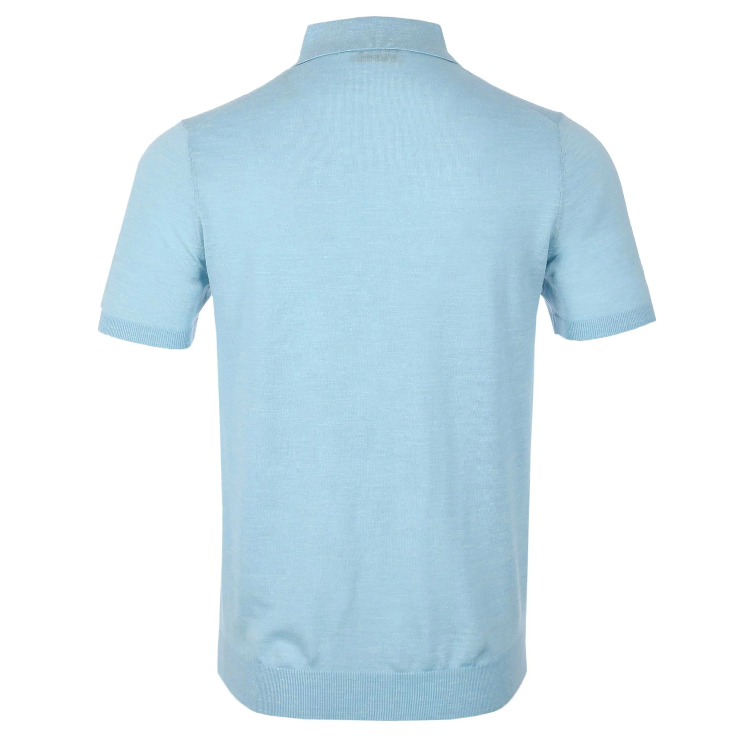 Thomas Maine Silk Linen Mix 3 Button Knit Polo in Sky Blue