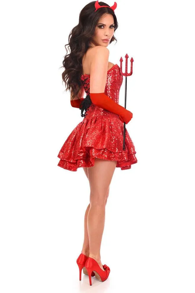 Top Drawer 5 PC Sequin Devil Corset Dress Costume