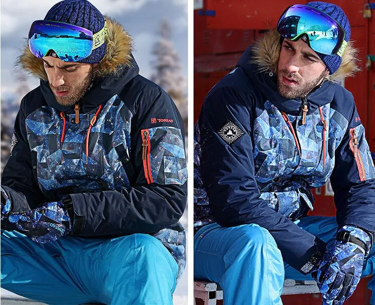 TOREAD Camouflage Blue Anti-Abrasion Ski Jacket