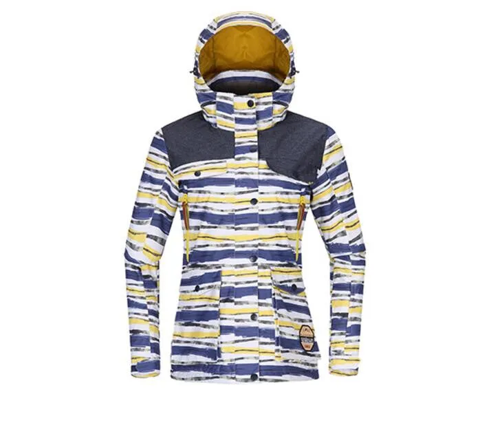 TOREAD Print Double Line Yellow Navy Classical Ski Jacket