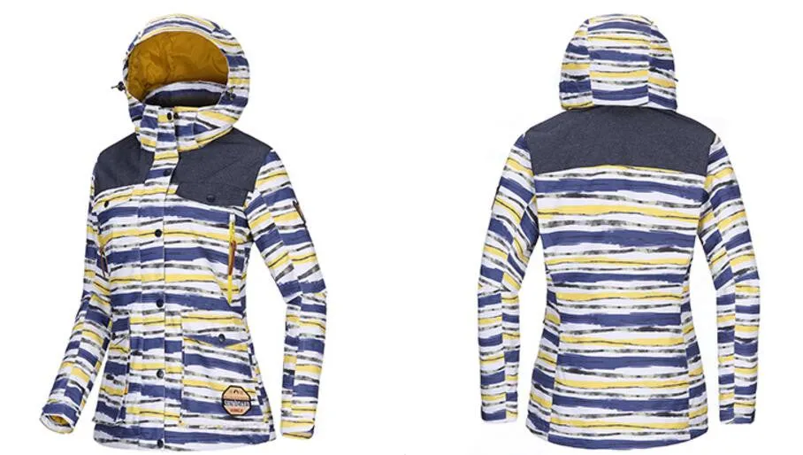 TOREAD Print Double Line Yellow Navy Classical Ski Jacket