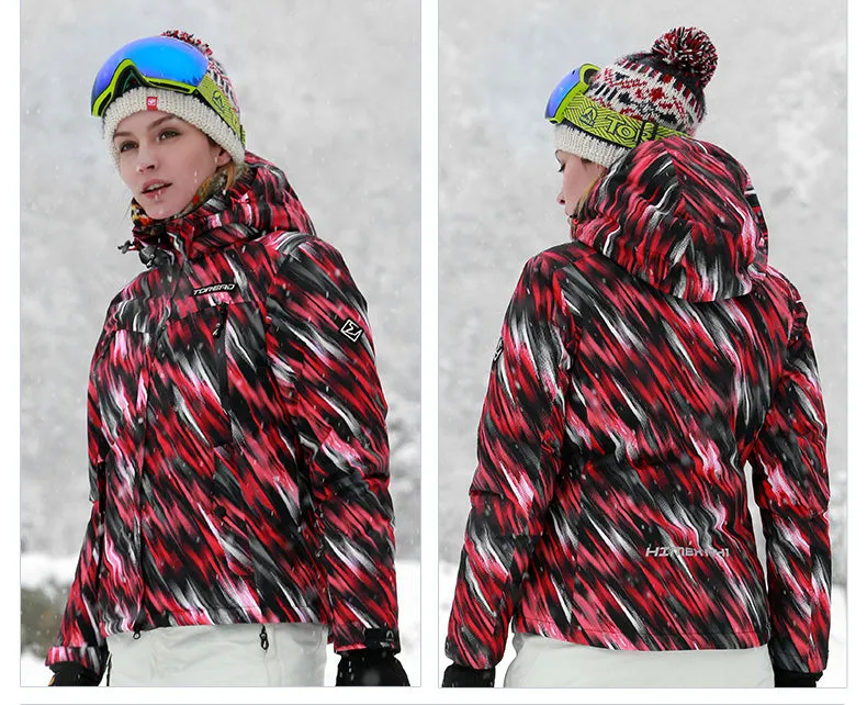 TOREAD Print Red Color Classical Ski Jacket