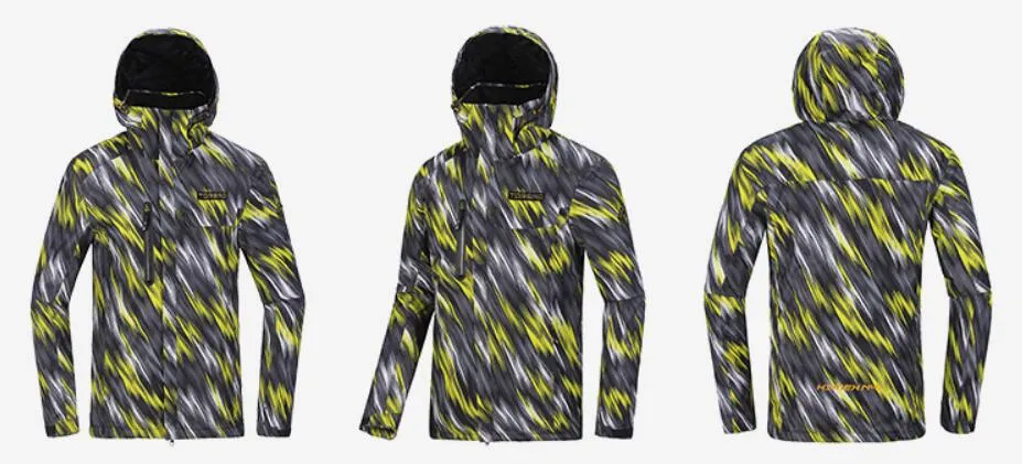 TOREAD Print Yellow Gray Waterproof Ski Jacket