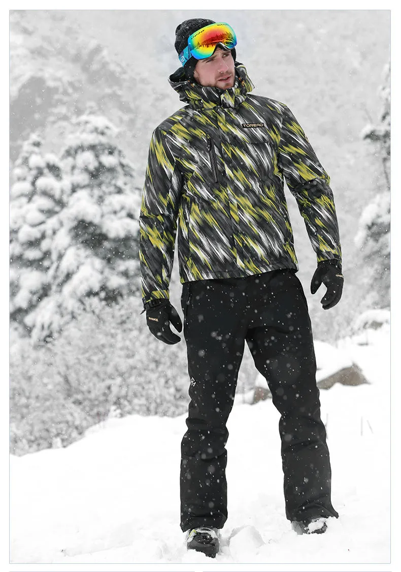 TOREAD Print Yellow Gray Waterproof Ski Jacket