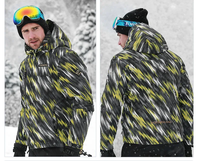 TOREAD Print Yellow Gray Waterproof Ski Jacket