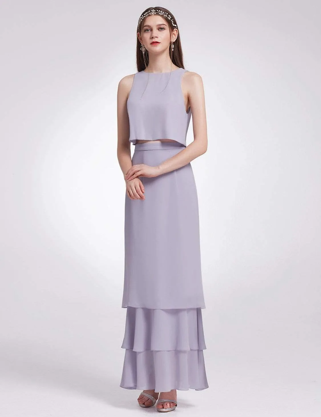 Two Piece Maxi Skirt and Top Bridesmaid Dress Set