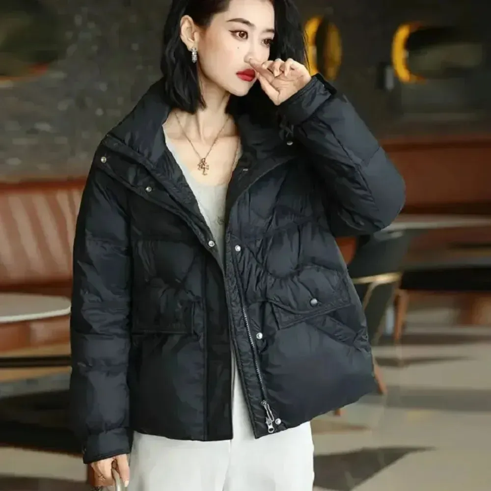 Ultra Light Windproof Feather Parkas Female Puffer Coat Stand Collar White Duck Down Jacket New Autumn Winter Jackets for Women