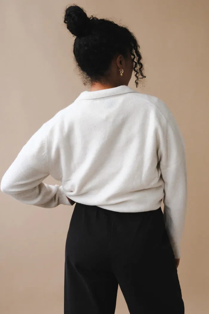 UNISEX OPEN COLLAR CASHMERE SWEATER