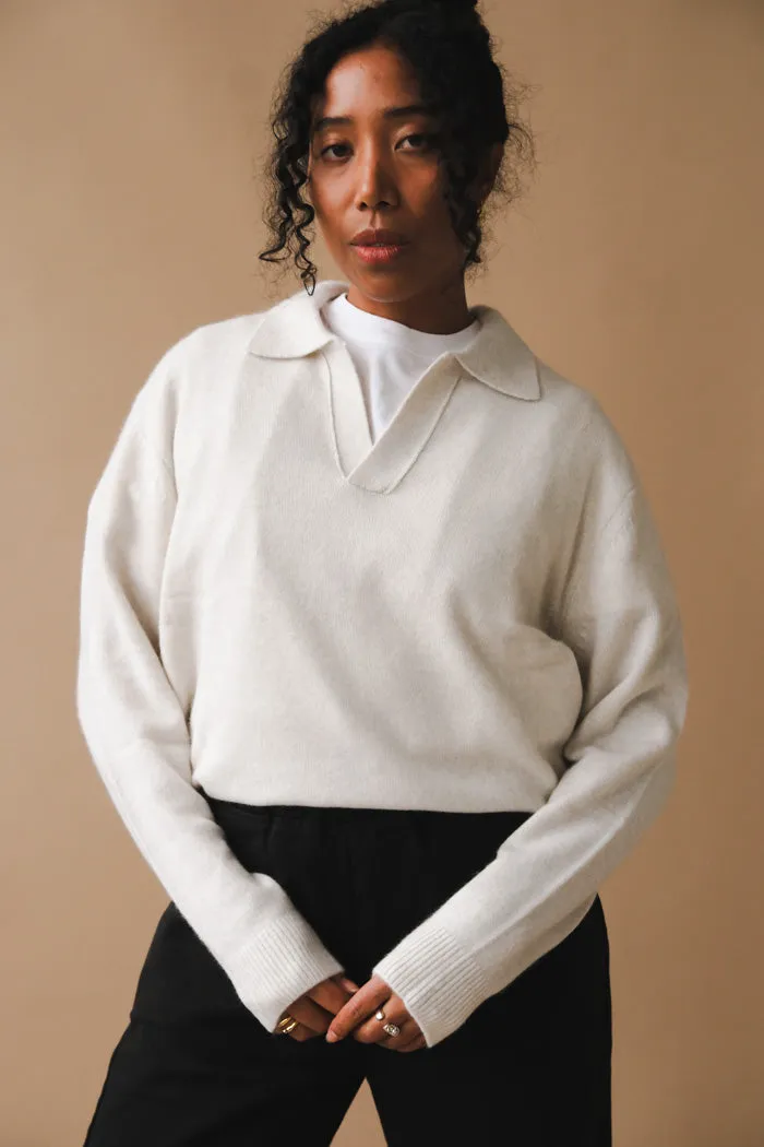 UNISEX OPEN COLLAR CASHMERE SWEATER