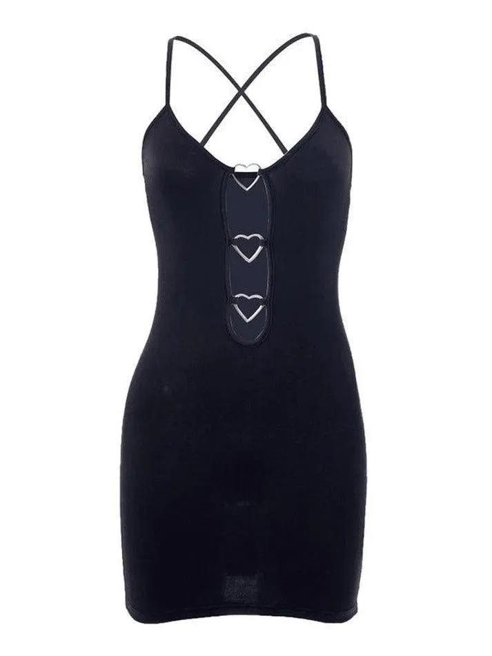 Uniwim Backless Heart Decor Mini Dress