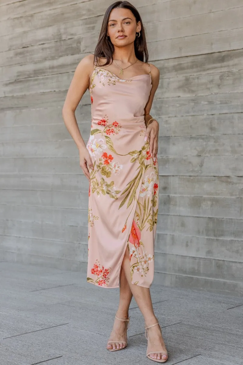 Vienna Romantic Floral Wrap Slip Dress