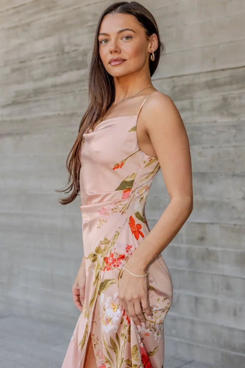 Vienna Romantic Floral Wrap Slip Dress