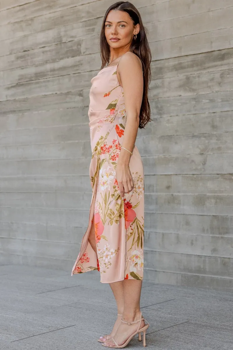 Vienna Romantic Floral Wrap Slip Dress