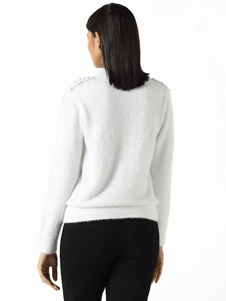 Wardrobe White Pearl Detail Sweater