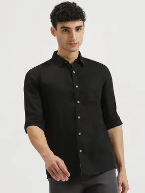 Web - Pure Linen Placket Detailing Full Sleeve Shirt - Black (Factory Rescue)