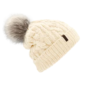 White Chenille Cable Knit - Beanie Hat Adult