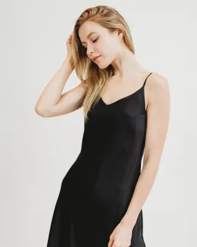 Worry-Free Silk Slip - Midnight Black